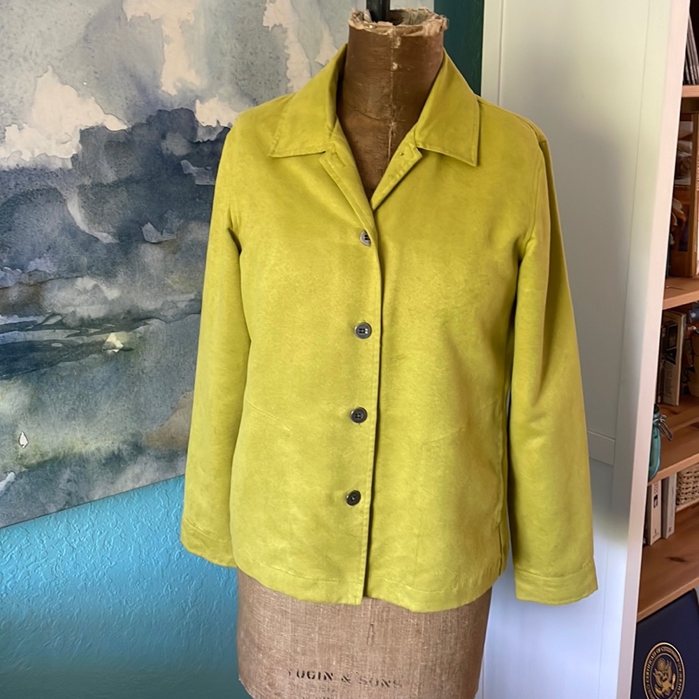 Chico’s size 0 Green Faux Suede Jacket lowest price